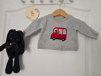 Pull gris voiture jacadi
