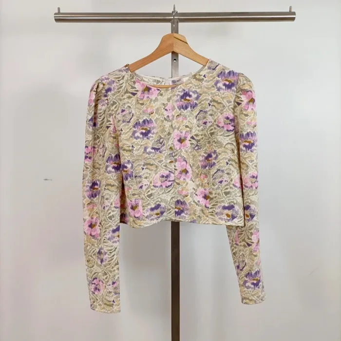 Top court à manches longues H&M – imprimé fleuri – Taille L A685