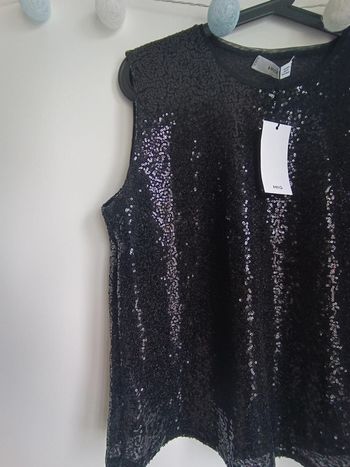 Débardeur noir à strass Mango Taille S Neuf avec étiquette