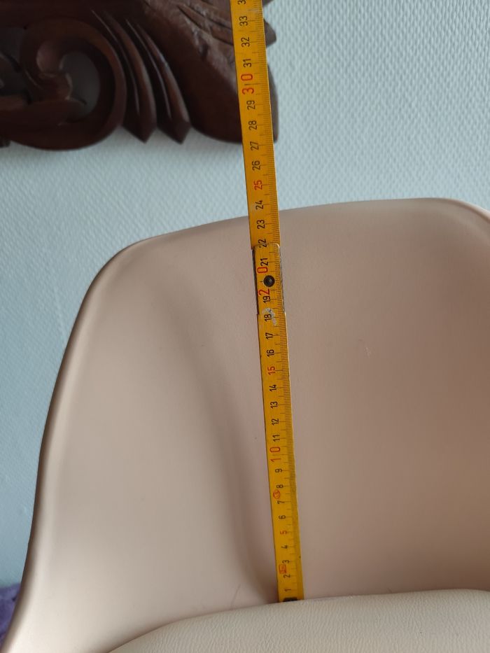 Chaise enfant scandinave bois et cuir synthétique rose pale beige chambre - photo numéro 3