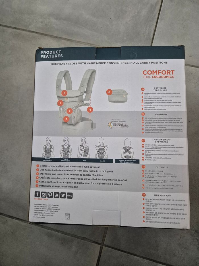 Porte-bébé Ergobaby Omni 360 Mesh Pearl Grey, Neuf - photo numéro 5