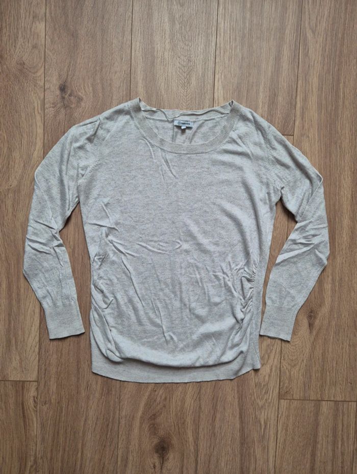 Pull grossesse beige col rond