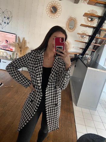 Blazer long pied de poule