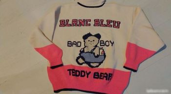Pull vintage Blanc Bleu année 80