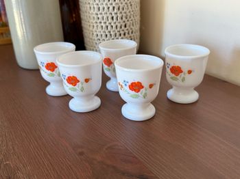 5 coquetiers motifs coquelicots  - Arcopal