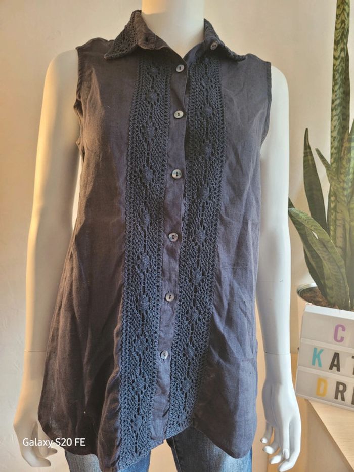 Chemise sans manches en lin - photo numéro 2