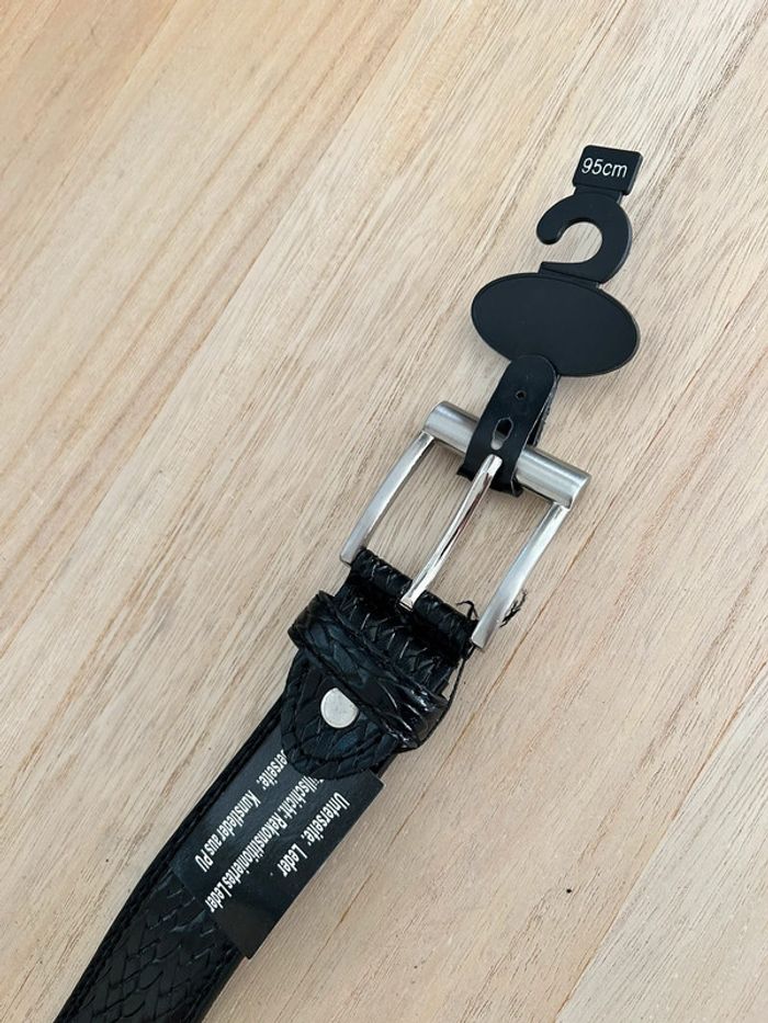 Ceinture en cuir noir taille 95 cm - photo numéro 3