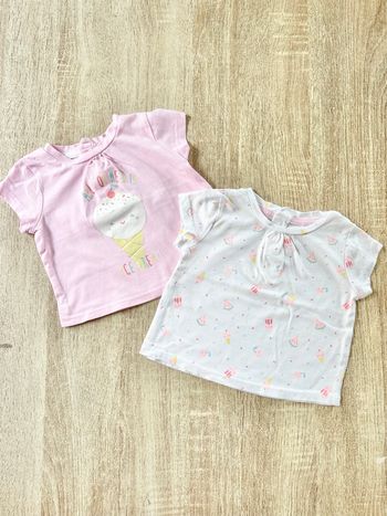 2 t-shirts manches courtes bébé fille