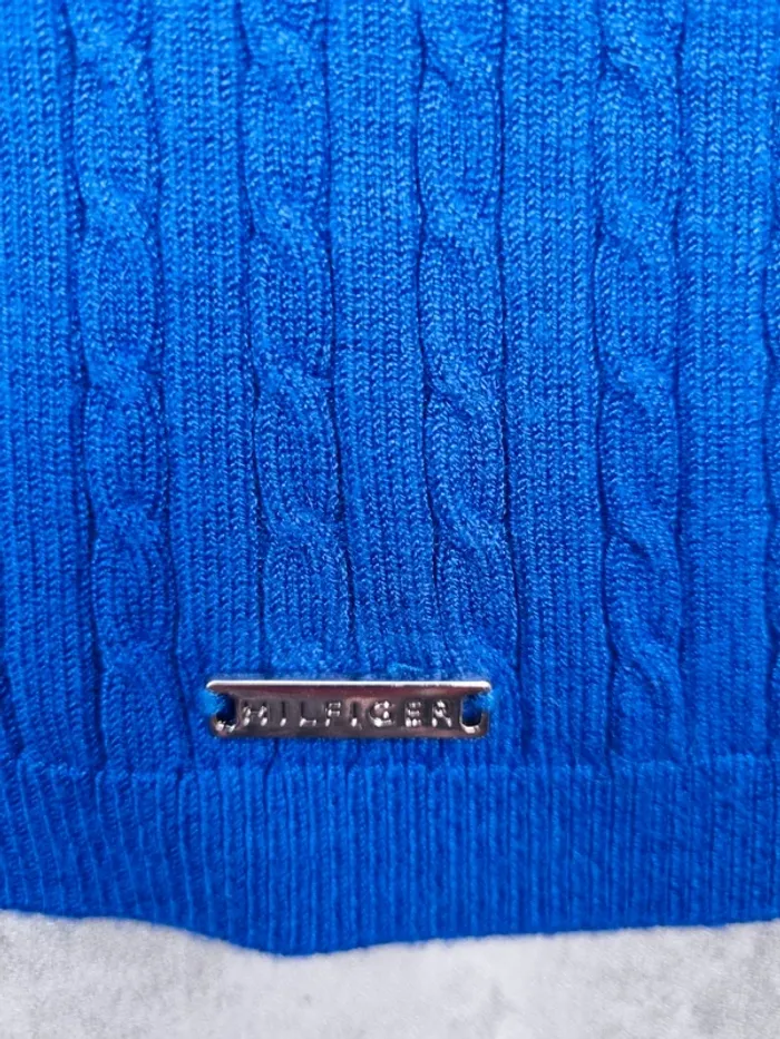 Pull torsadé Tommy Hilfiger bleu – Taille M Femme - photo numéro 5