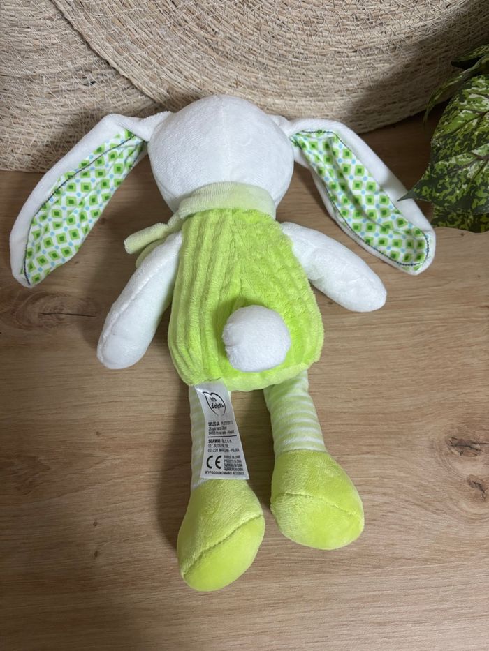 Doudou lapin vert blanc hibou mots d enfants - photo numéro 4