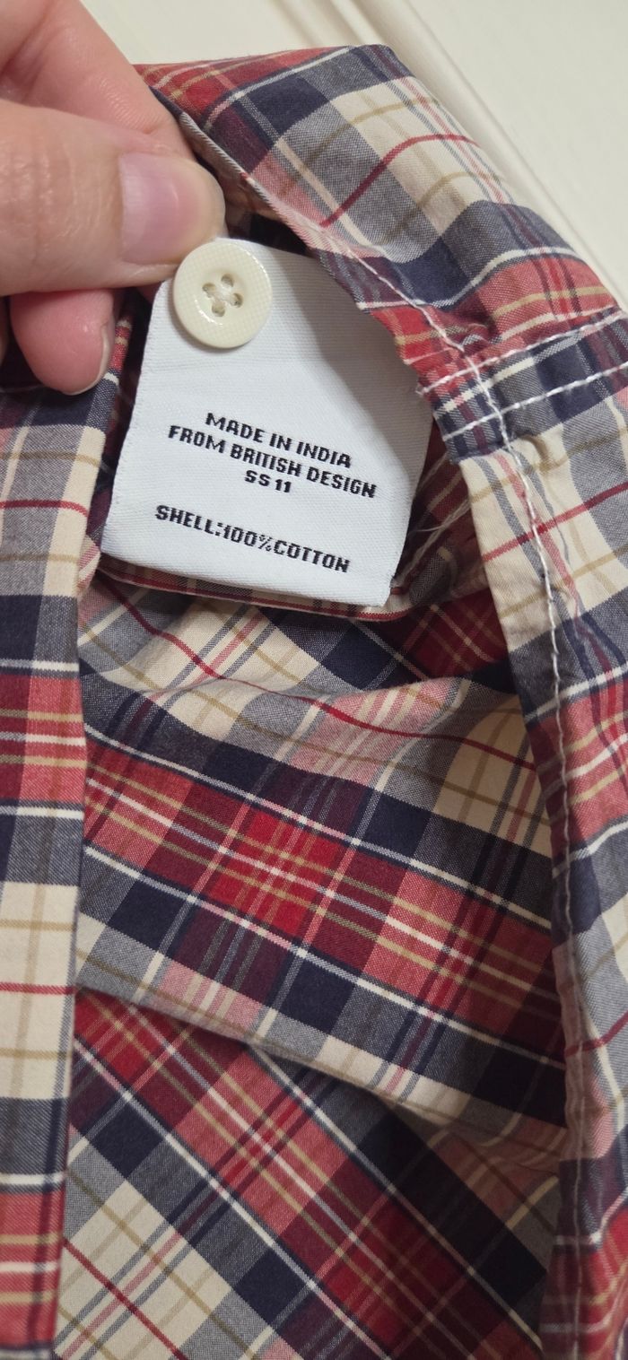 Chemise Superdry Shirt Shop L – 100% coton – Carreaux rouge marine beige – Neuve sans étiquette !o - photo numéro 7