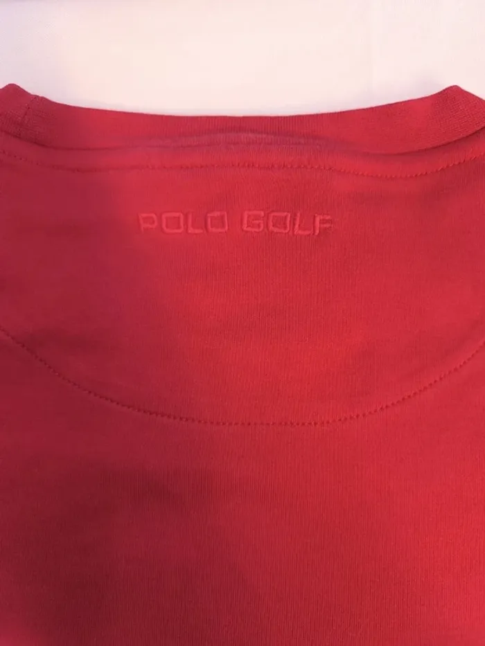 Magnifique Sweat homme polo golf taille L rouge logo bleu marine excellent état - photo numéro 18