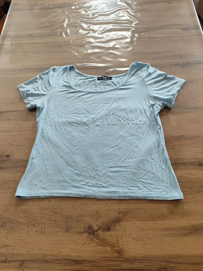 T-shirt Côte Anglaise Bleu Clair Côtelé, Taille M - Basique Confortable et Tendance !