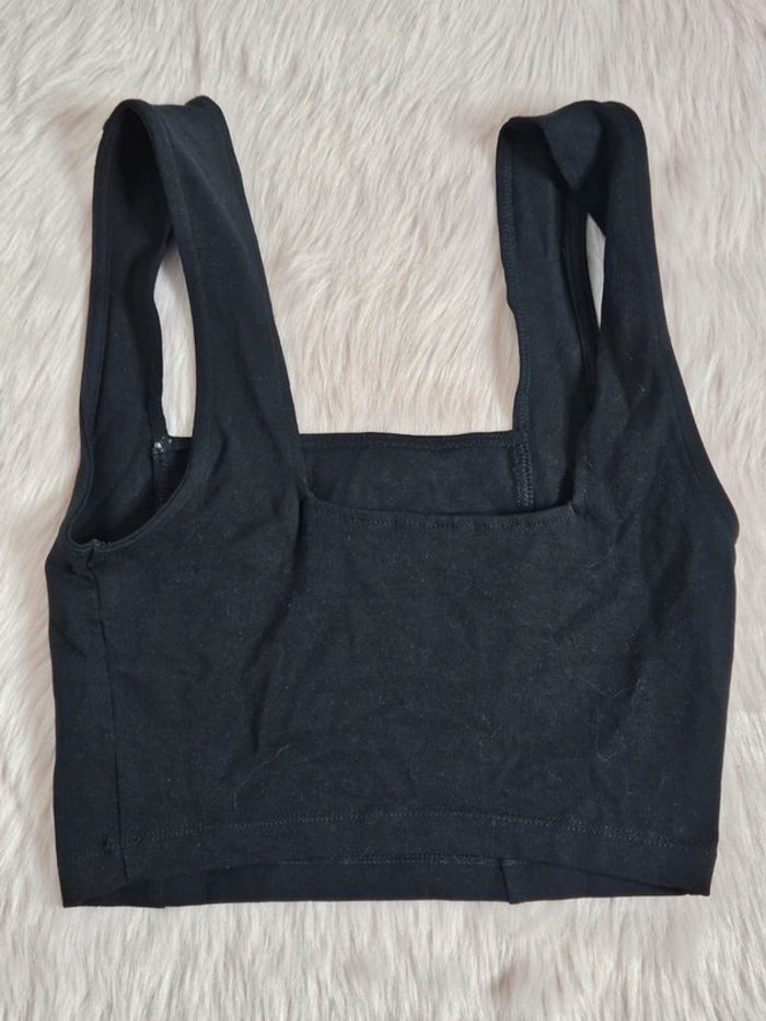 Crop top noir à bordure couture col carré T.XXS Asos - photo numéro 5