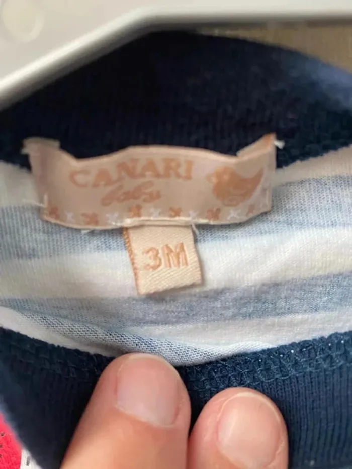 T-shirt Canari rayés bleu et blanc marin 3 mois - photo numéro 3