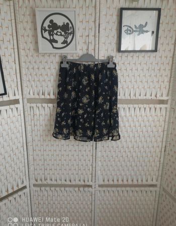 Jupe patineuse fleurie bleu & dorée BZB - Taille M (38)