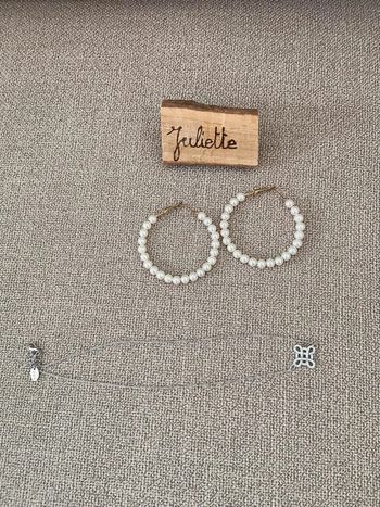 Lot Collier & Boucles d'Oreilles Perles Argentées Shein