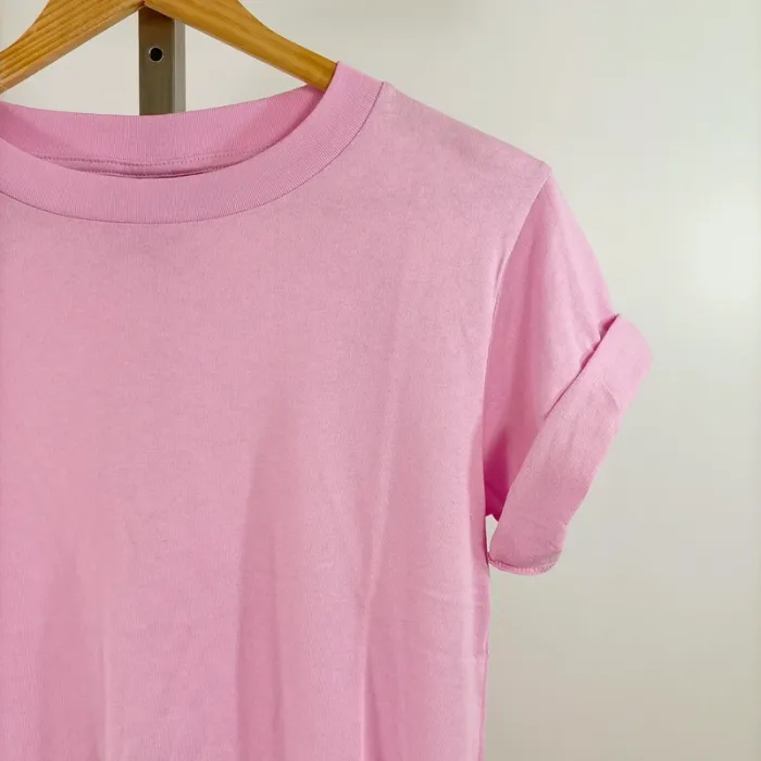 T-shirt rose uni Topshop 100 % coton taille 36 coupe droite casual basique A1343 - photo numéro 3