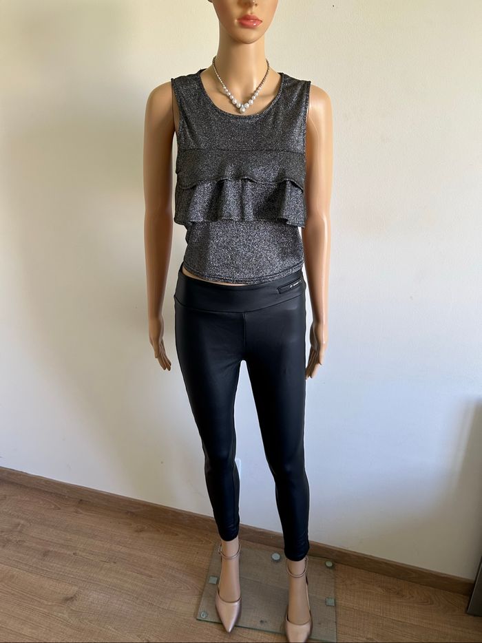 Haut court argenté pailleté sans manches Ardene taille L jamais porté - photo numéro 3