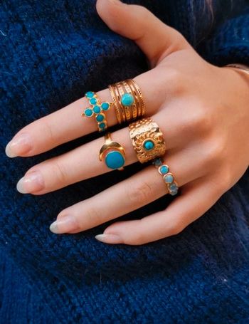 A35 lot de 5 bagues ajustables acier inoxydable doré or