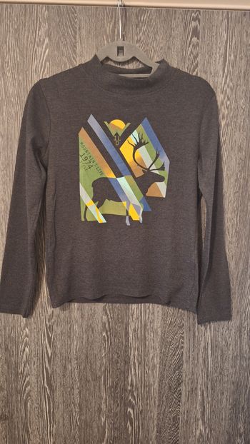 Sous-pull col haut gris imprimé cerf