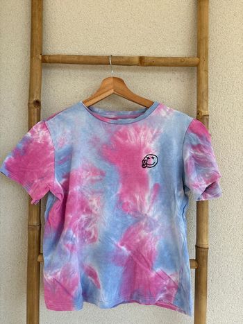 t-shirt tie and dye rose et bleu taille S