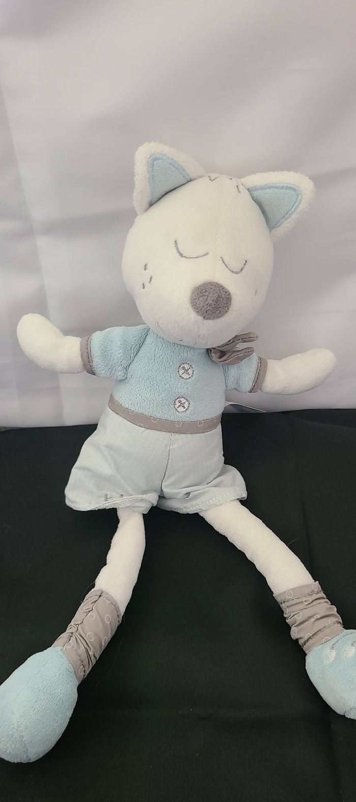 Doudou loup bleu blanc gris Lulu Chéri SAUTHON - photo numéro 3