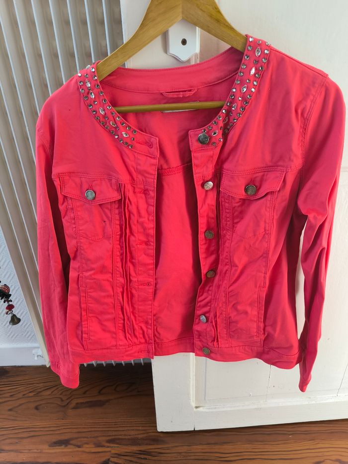 Blouson orange 8avec petits strass - photo numéro 6
