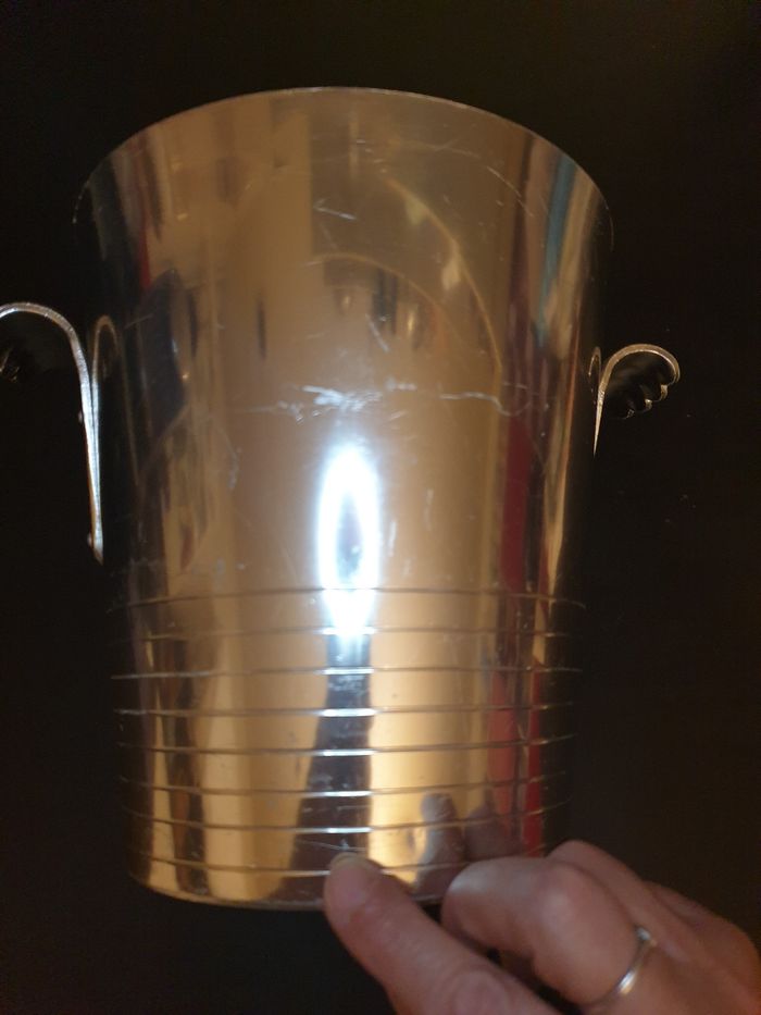 Seau à champagne en inox vintage années 80 19 cm - photo numéro 2