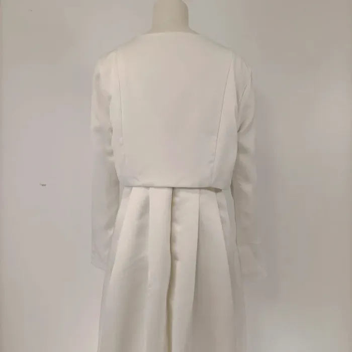 Robe longue blanche satinée Charms avec veste boléro assortie taille S cérémonie A099 - photo numéro 12