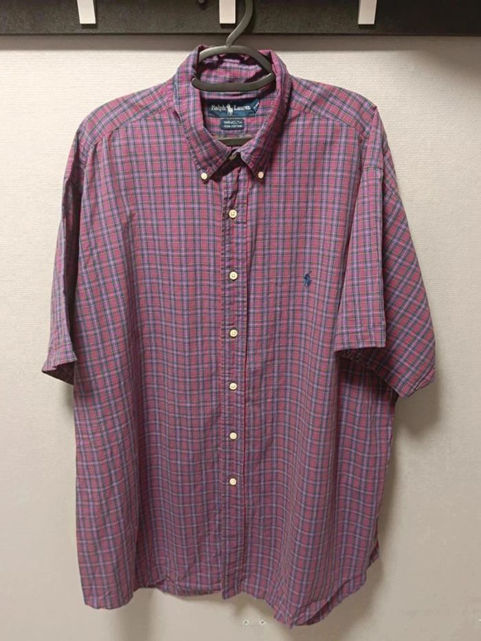 🟣 Chemise Ralph Lauren à Carreaux Rouge & Bleu – Taille 17 1/2 / 34-35 (Yarmouth – L homme) - photo numéro 2