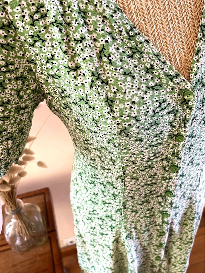 Robe Fleurie Verte - Monki - Taille XS - photo numéro 10