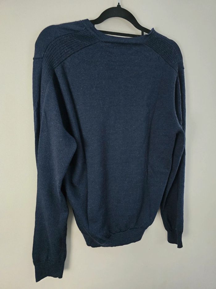 Pull Calvin Klein col V laine mérinos extra fine bleu marine homme taille M - photo numéro 5
