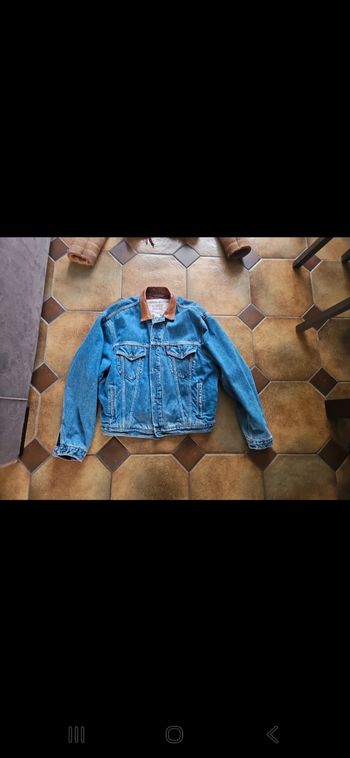 Veste en jean de qualité, col en cuir pour homme Levi's taille XL
