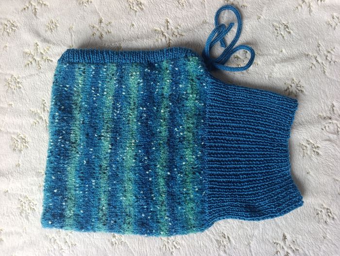 Cagoule femme hood Balaclava bleu pétrole uni et chiné neuf fait main - photo numéro 5