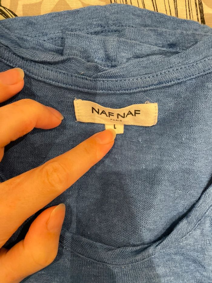T-shirt manche courte bleu Nafnaf taille L - photo numéro 4