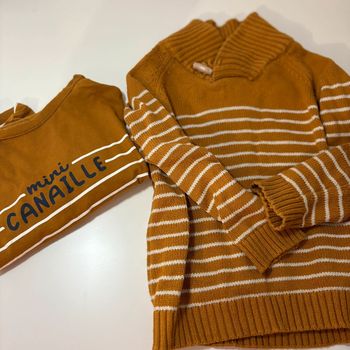 Pull et t-shirt tape à l’œil marron