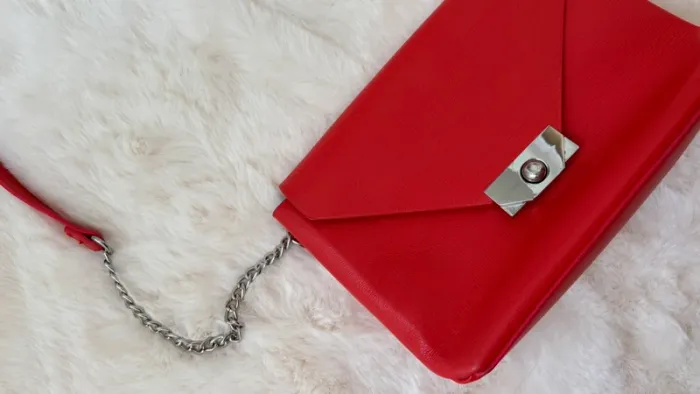 Sac à main rouge et argent - photo numéro 2