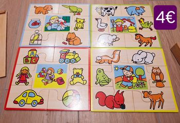 Lot 4 puzzles en bois 7 pièces