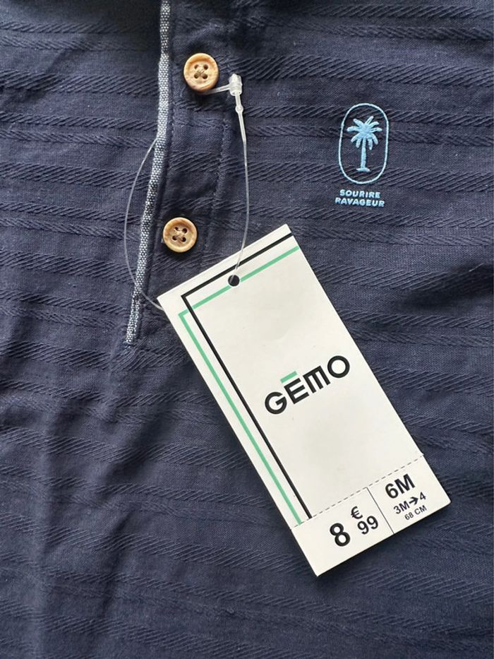 Polo bleu manches courtes Taille 6 mois NEUF - photo numéro 3