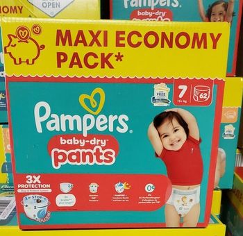 Couches pampers taille 7, 62 couches. 