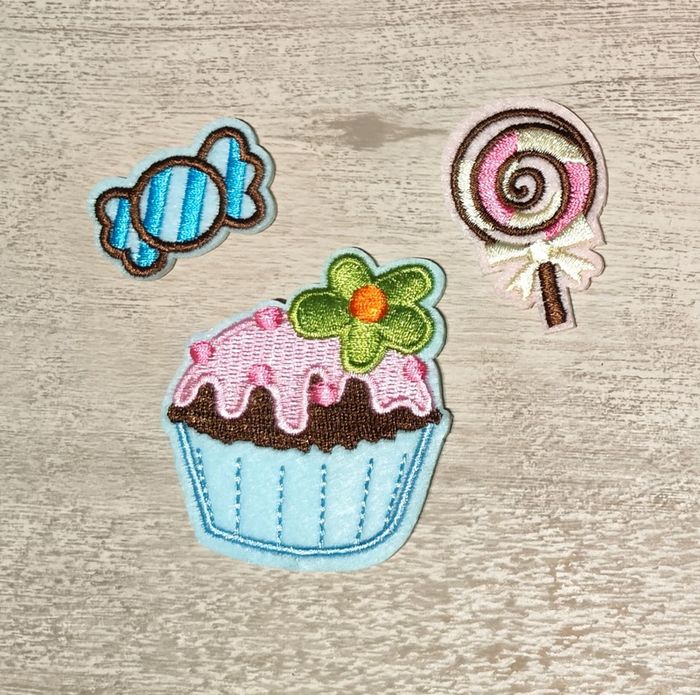 Patch écusson thermocollant lot de 3 friandises sucrées