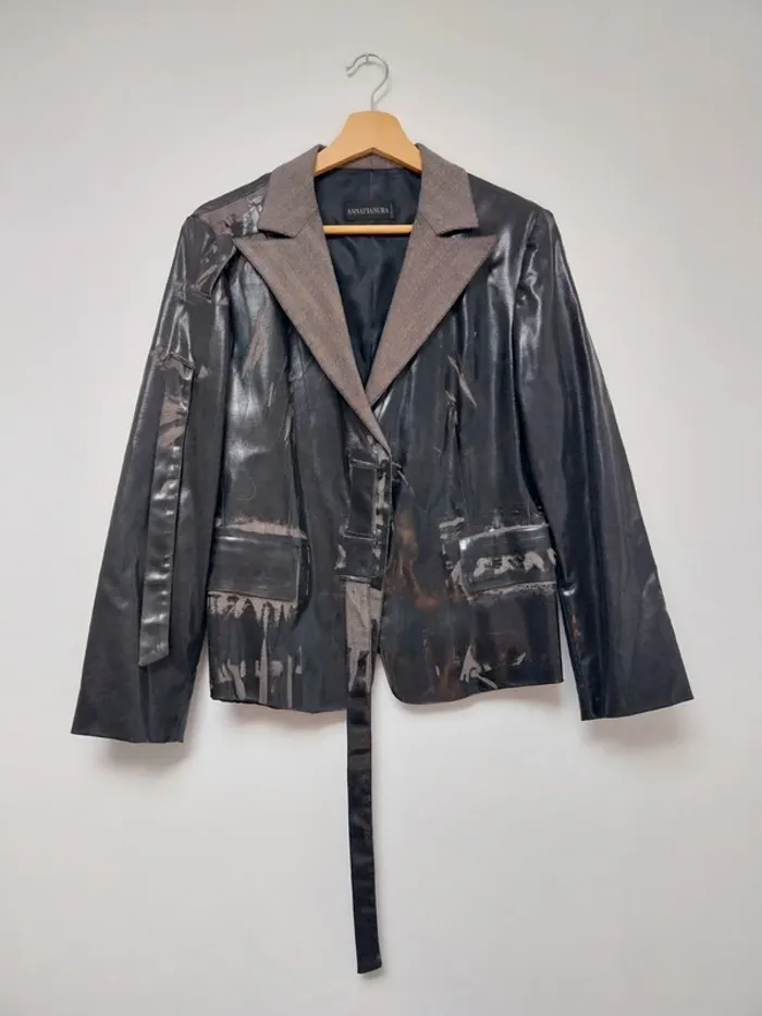 Blazer marron et noir satiné Annapianura 42