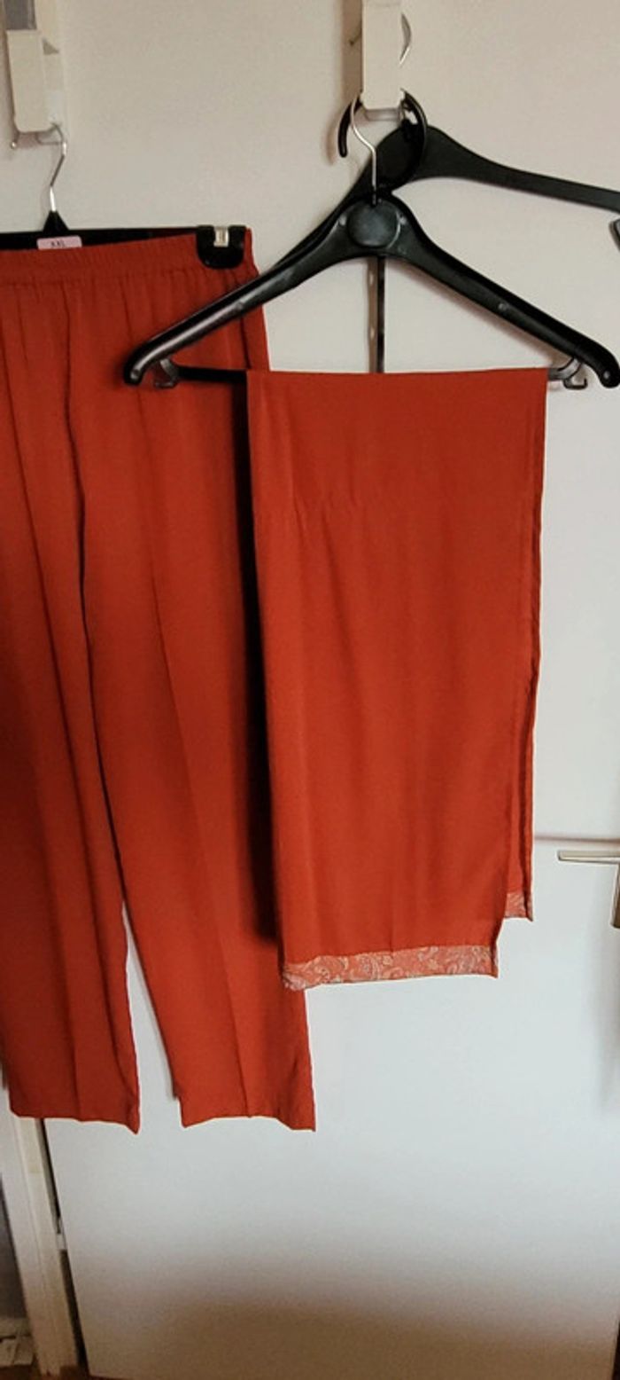 Pantalon echarpe orange soie ensemble kimono Beebs by Kiabi