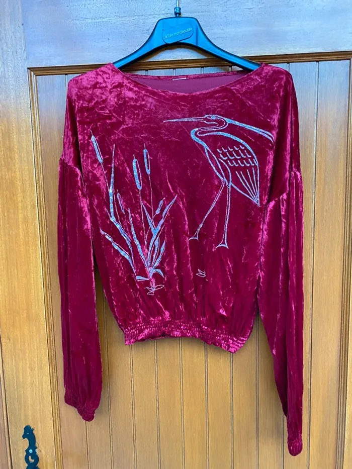 Croc top velours rouge vintage - photo numéro 3