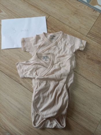 Lot 2 bodies manches courtes identiques 3 mois