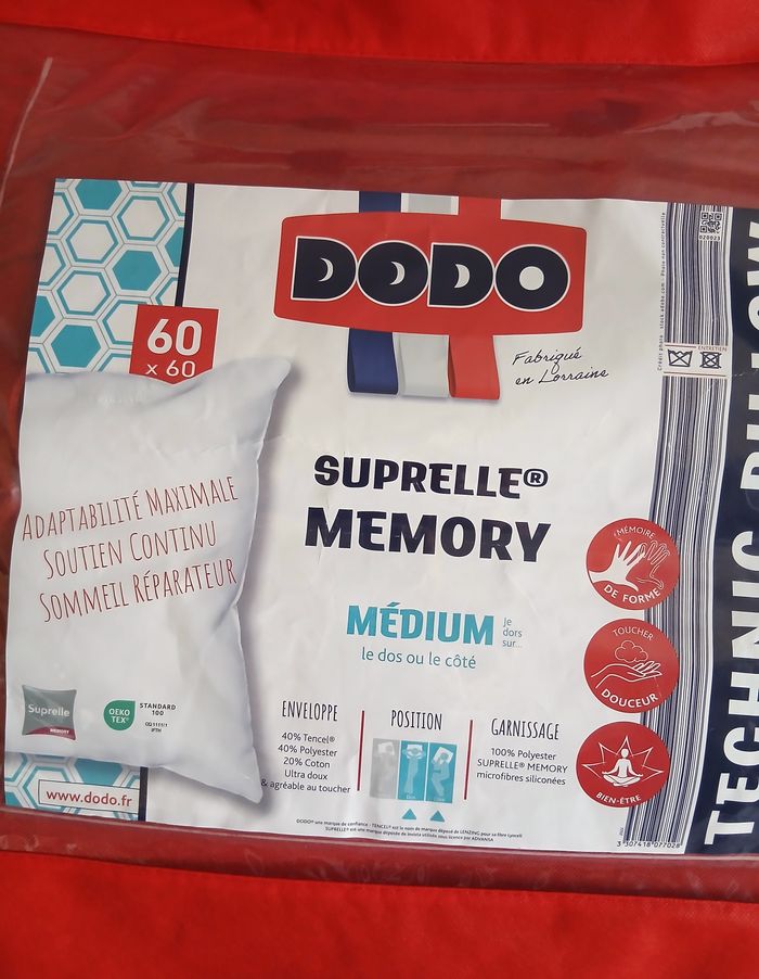 Oreiller Dodo à mémoire de forme, Suprelle Memory - Neuf - photo numéro 6