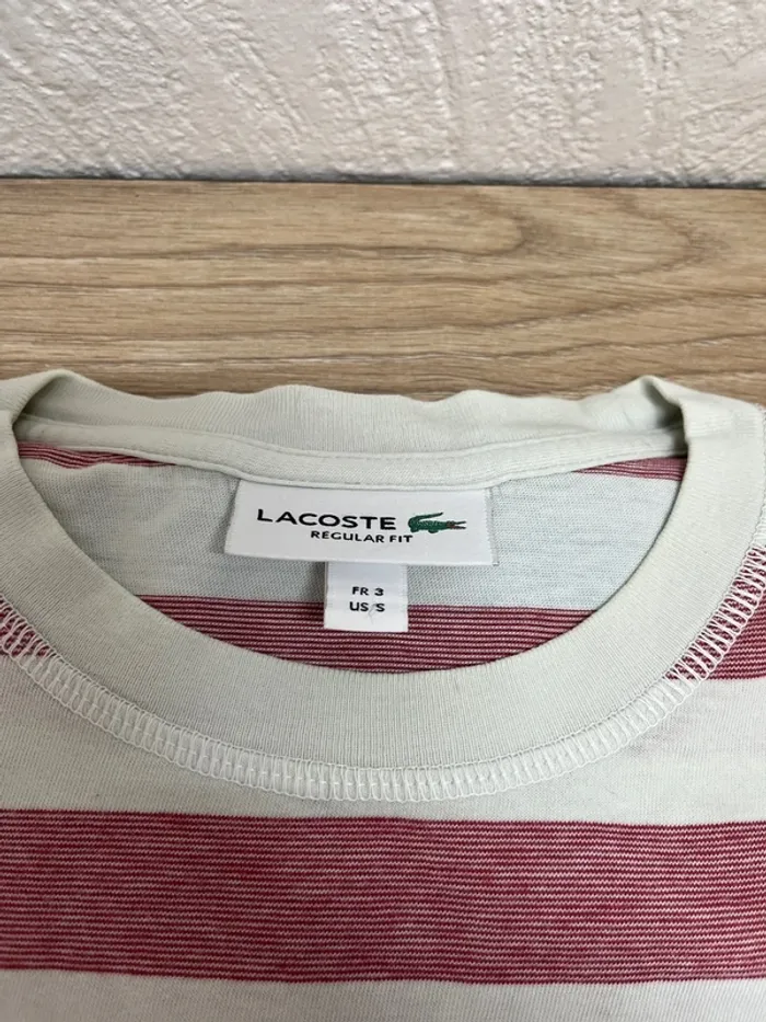 Lacoste - couleur, blanc et rouge - taille S - photo numéro 3