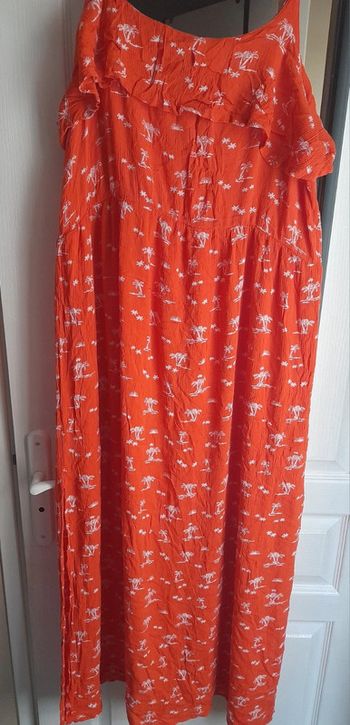 Robe longue orange corail  palmier 🌴