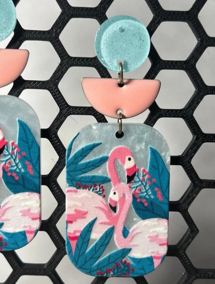 Boucles d'oreilles - Flamands roses - photo numéro 4